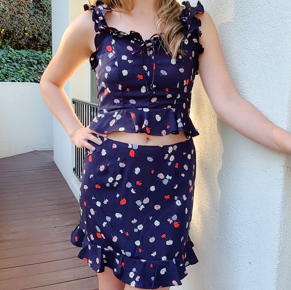 2pc flirty tank and skirt set